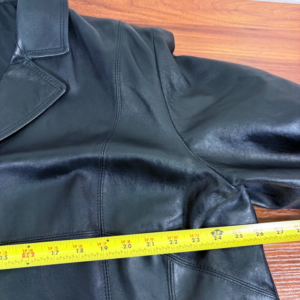 M Julian Womens Black Genuine Leather Lined Blazer Jacket Size 3X Button Front - Picture 8 of 13